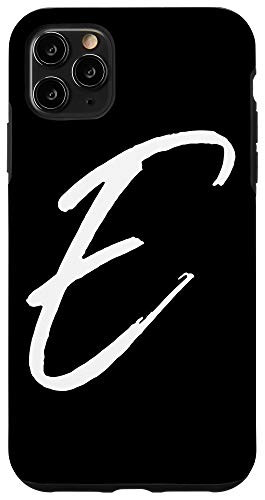 iPhone 11 Pro Max Letter E Phone Case Black Calligraphy Monogram Initial E Case