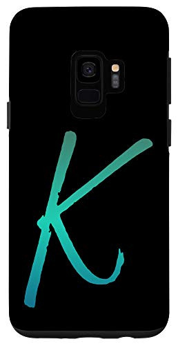 Galaxy S9 Blue Gradient Initial K Phone Case Cool Ombre Blue Letter K Case