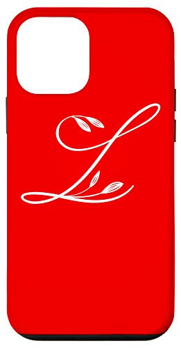 iPhone 12 mini Initial L Flower Bright Red Phone Case Red Floral Letter L Case