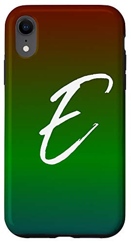 iPhone XR Initial E Blue Green Red Gradient Phone Case Green Letter E Case