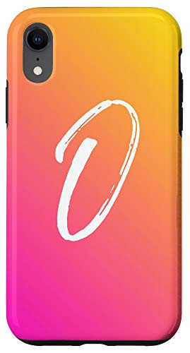 iPhone XR Initial O Phone Case Ombre Pink to Orange Sunrise Letter O Case