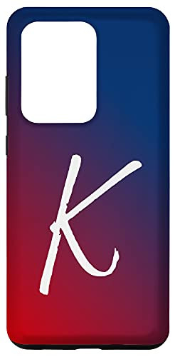 Galaxy S20 Ultra Initial K Phone Case Gradient Ombre Red Purple Blue Letter K Case