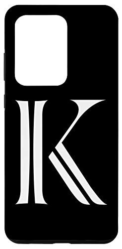 Galaxy S20 Ultra Initial K Phone Case Black Varsity Style Monogram Letter K Case