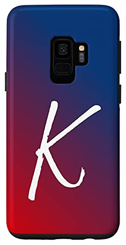 Galaxy S9 Initial K Phone Case Gradient Ombre Red Purple Blue Letter K Case