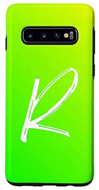 Galaxy S10 Bright Green Gradient Initial R Phone Lime Green Letter R Case