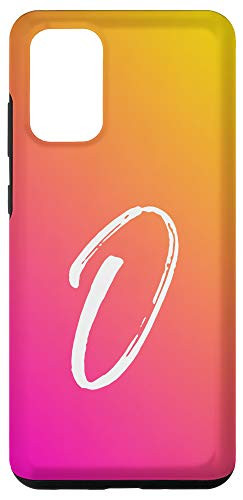 Galaxy S20 plus Initial O Phone Case Ombre Pink to Orange Sunrise Letter O Case
