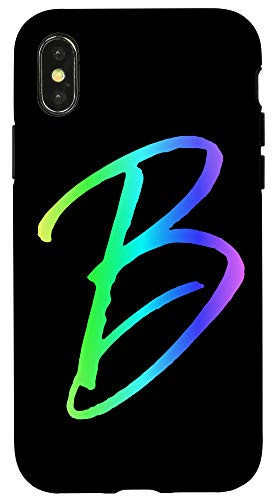 iPhone X-XS Rainbow Letter B Phone Case Colorful Gradient Cute Initial B Case
