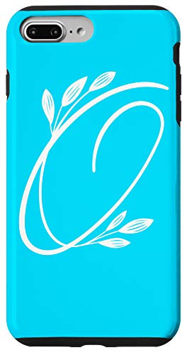 iPhone 7 Plus-8 Plus Letter O Flower Bright Blue Phone Case Blue Floral Initial O Case