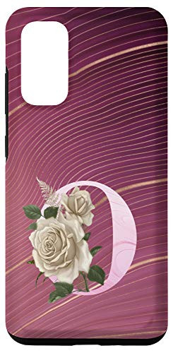 Galaxy S20 Maroon floral Initial Letter O monogram beige roses Case