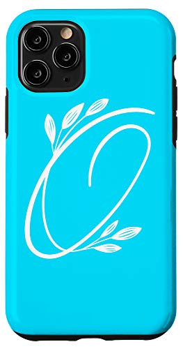 iPhone 11 Pro Letter O Flower Bright Blue Phone Case Blue Floral Initial O Case