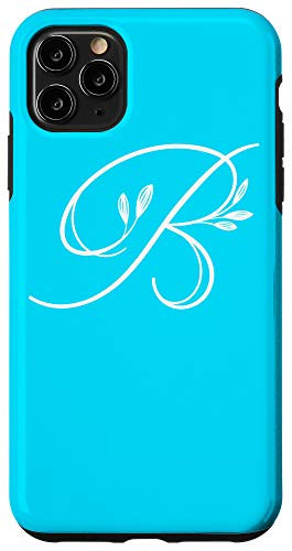 iPhone 11 Pro Max Letter B Flower Bright Blue Phone Case Blue Floral Initial B Case