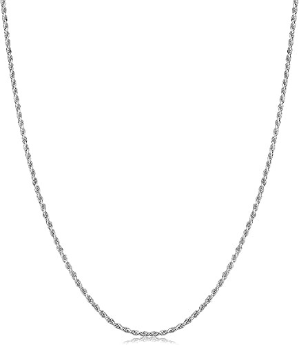 Savlano 925 Sterling Silver 1mm Solid Italian Rope Diamond Cut Twist Link Chain Necklace With Gift Box For Men  and  Women - Made in Italy -16 1mm-