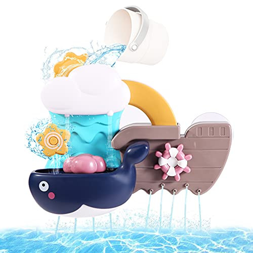 GOHEYI Baby Bath Toys Bath Toy for Toddlers Kids Preschool Baby Bathtub Water Toys Whale Shower Spin Suction Bath Wall Toy Birthday Gifts for 3 4 Year Old Girls Boys