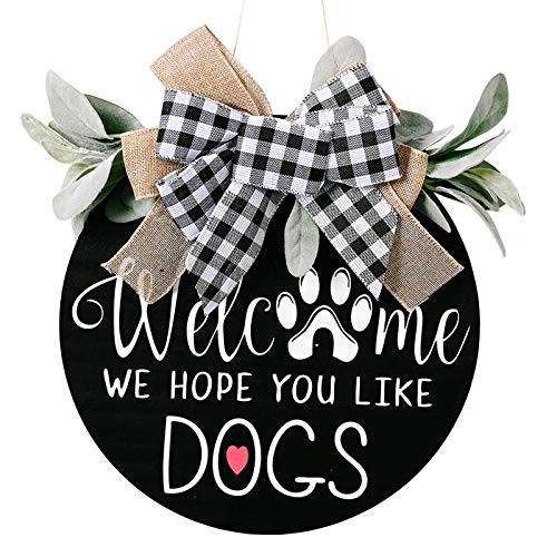 bestheart Welcome Sign for Front Door Sign Front Porch Door Decor Spring Summer Rustic Round Wooden Hello SignHanging Décor for Outdoor -B-