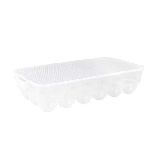 Eggs Holder Storage Box for Refrigerator with Handle and Lid Egg Holder for Refrigerator 18 Deviled Egg Tray with Lid Plastic Egg Containers Fridge Egg Dispenser -1Pack-