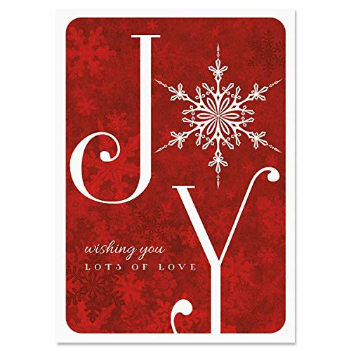 Joyful Greetings Personalized Christmas Cards - Set of 18 Themed Holiday Greeting Card Value Pack Large 5 x 7 Inch Size Envelopes Included