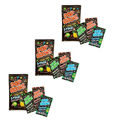 Pop Rocks Popping Candy 3-Pack - Watermelon Strawberry Tropical Punch -9 Packs Total- 2 Pack