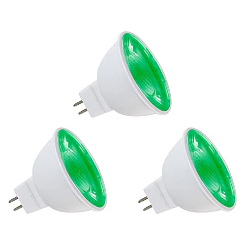 Makergroup MR16 Green LED Bulbs Gu5.3 Bi-pin LED Spotlights 3W 12VAC-DC Low Voltage LED Lamps for Outdoor Landscape Lighting and Holiday Lighting 3-Pack