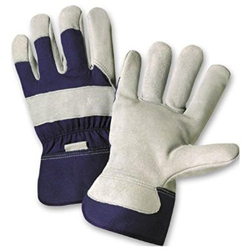 West Chester Holdings 91205-L Men's Leather Palm Glove Large White-Blue