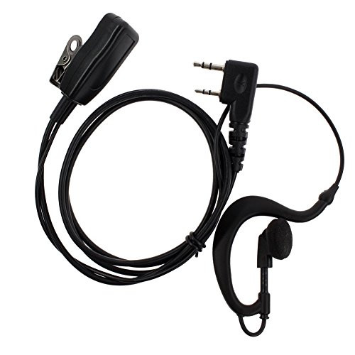 AOER G Shape Earpiece Headset with PTT Mic for 2 Pin Kenwood Nexedge Hytera Puxing Wouxun Radio