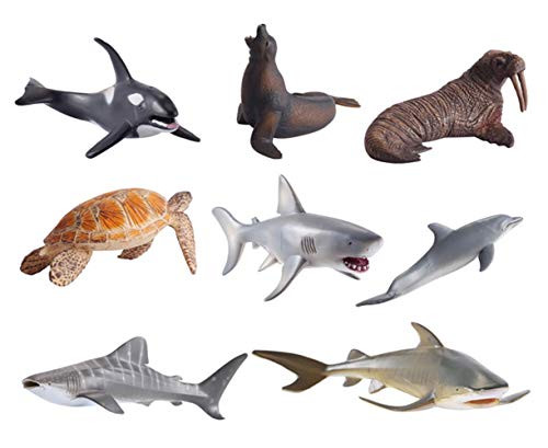 HAPTIME Ocean Sea Animal Figures Realistic Educational Toys, Plastic Underwater Creatures (Killer Whale, Whale Shark, Walrus, Dolphin, Sea Lion, White Shark, Whale, Turtle) - 8 Pieces Set HAPTIME Ocean Sea Animal Figures Realistic Educational Toys, Plastic Underwater Creatures (Killer Whale, Whale Shark, Walrus, Dolphin, Sea Lion, White Shark, Whale, Turtle) - 8 Pieces Set