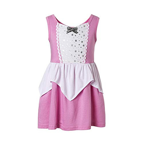 Girls Princess Dress up Aurora Costume Sleeping Beauty Princess Aurora Costume Sleeping Girl Dress -Pink 7-8T-