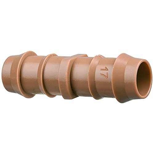 Jayee 50 Pack Drip Irrigation Barbed Coupling Fittings -17mm- for 1-2" Drip Hose-0.600ID- Sprinkler Tubing Connector for Drip System
