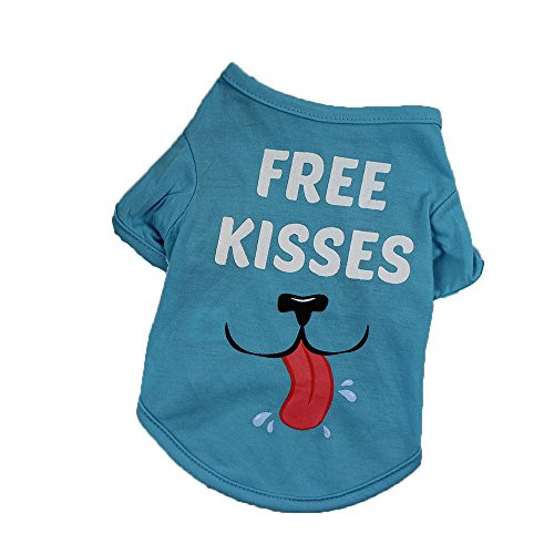 Pet Shirt for Small Dog Cat Clothes Vest T-Shirt Pet Summer Apparel -L Free Kisses- Pet Shirt for Small Dog Cat Clothes Vest T-Shirt Pet Summer Apparel -L Free Kisses-