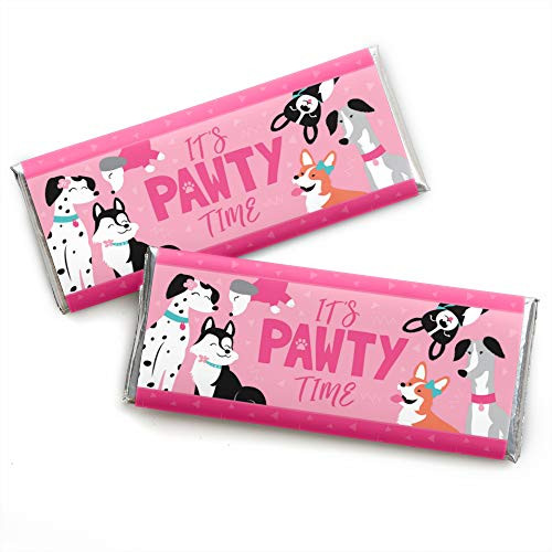 Pawty Like a Puppy Girl - Candy Bar Wrapper Pink Dog Baby Shower or Birthday Party Favors - Set of 24 Pawty Like a Puppy Girl - Candy Bar Wrapper Pink Dog Baby Shower or Birthday Party Favors - Set of 24