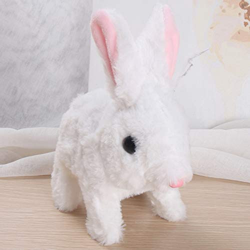 XISENOCI Electric Cartoon Toy Plush Simulation Teddy Corgi Dog Rabbit Tail Wagging Shaking Toy for Boys and Girls E