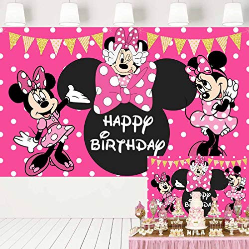 Minnie Mouse Party Supplies Photography Backdrop 5x3ft Mickey 1st Birthday Background Princess Girls Hot Pink Decoration for Kids Baby Shower Banner Photo Studio Props LF-336 Minnie Mouse Party Supplies Photography Backdrop 5x3ft Mickey 1st Birthday Background Princess Girls Hot Pink Decoration for Kids Baby Shower Banner Photo Studio Props LF-336