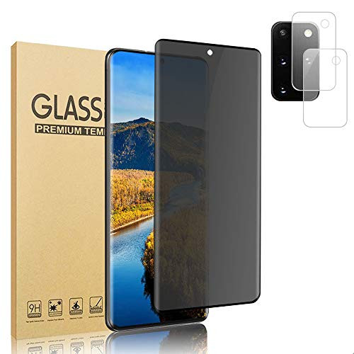 -1  plus 2 Lens Protector- Galaxy S20 Plus Privacy Screen Protector?for Samsung Galaxy S20 Plus - S20 plus 5G -6.7"- 3D Full Coverage Shell Friendly 9H HardnessEasy Lnstall Screen Protector