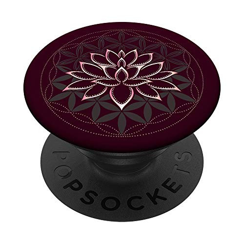 Lotus mandala lotus flower with flower of life yoga zen PopSockets PopGrip- Swappable Grip for Phones  and  Tablets