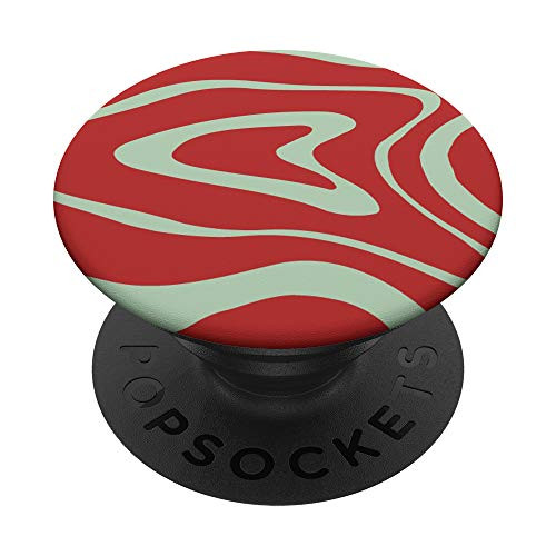 Red And Sage Liquid Swirl Abstract Art Retro Pattern PopSockets PopGrip- Swappable Grip for Phones  and  Tablets