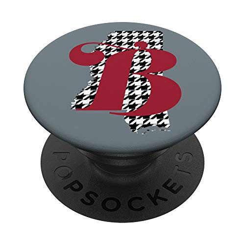 Crimson Letter B Initial Houndstooth Alabama PopSockets PopGrip- Swappable Grip for Phones  and  Tablets