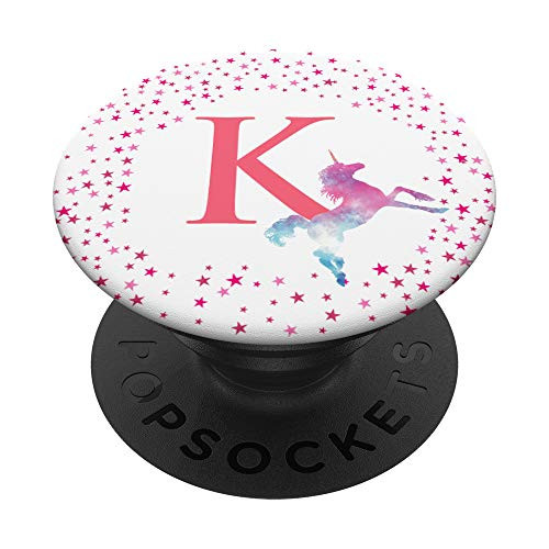 Galaxy Unicorn Letter K Initials Monogram PopSockets Grip and Stand for Phones and Tablets