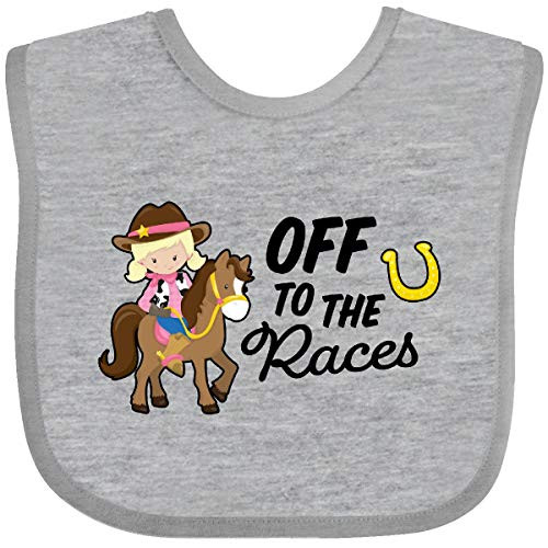 Inktastic Off to The Races with Cowgirl on Horse Baby Bib Pink 2ff4c Inktastic Off to The Races with Cowgirl on Horse Baby Bib Pink 2ff4c