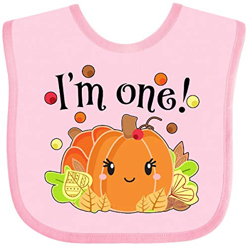 Inktastic I'm One- Pumpkin Birthday Autumn Baby Bib Pink 331b5