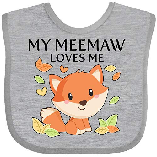Inktastic My Meemaw Loves Me- Little Fox Baby Bib Heather-White