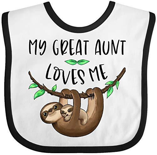 Inktastic My Great Aunt Loves Me Cute Sloth and Baby Bib Heather and White 3aea8