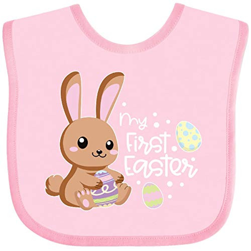 Inktastic My 1st Easter with Cute Brown Bunny and Easter Baby Bib Pink 3e501 Inktastic My 1st Easter with Cute Brown Bunny and Easter Baby Bib Pink 3e501