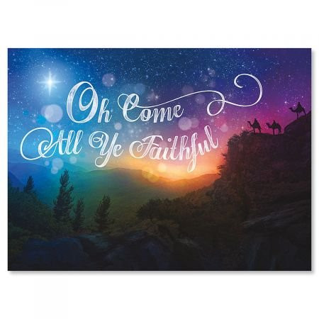 Night Star Personalized Scripture Christmas Cards - Set of 18 Religious Themed Holiday Greeting Cards Large 5 x 7 Inch Size Envelopes Included