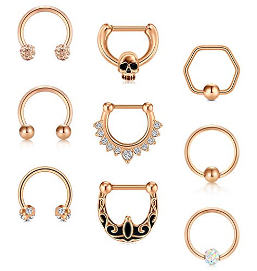 Anicina Septum Jewelry Hinged Septum Hoop Nose Rings 16G Septum Rings 8mm 10mm Septum Clicker Ring Horseshoe Barbell Stainless Steel Helix Daith Cartilage Earring Hoop Rose Gold Anicina Septum Jewelry Hinged Septum Hoop Nose Rings 16G Septum Rings 8mm 10mm Septum Clicker Ring Horseshoe Barbell Stainless Steel Helix Daith Cartilage Earring Hoop Rose Gold