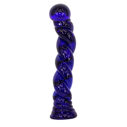 Glass Pleasure Wand Anal Sex Toys Massager Eastern Delights 6.7 Inches Spiral Shape Dildo Blue