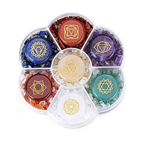 CrystalTears 7 Chakra Crystal Stones Natural Reiki Healing Crystals Gemstones with Engraved Chakra Symbol Tumbled Polished Chakra Stone Kit for Meditation Crystal Therapy CrystalTears 7 Chakra Crystal Stones Natural Reiki Healing Crystals Gemstones with Engraved Chakra Symbol Tumbled Polished Chakra Stone Kit for Meditation Crystal Therapy