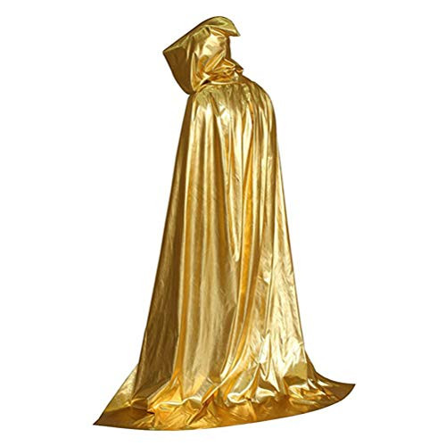 NUOBESTY Halloween Hooded Cloak Party Capes Hoodes Capes Hooded Cloak Halloween Cosplay Costume for Adults 1pc -L- Golden