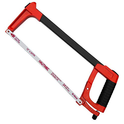 HAUTMEC 12" Heavy Duty 2-in-1 Hacksaw Frame With 24 TPI High Tension Blade HT0015-CT