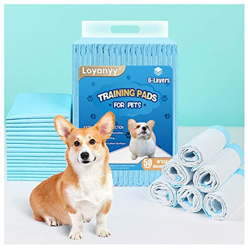 Loyanyy 6 Layers Puppy Pads Potty Pads for Dogs Training Pee Pads for Dogs Quick Absorb 18"24"50 Count