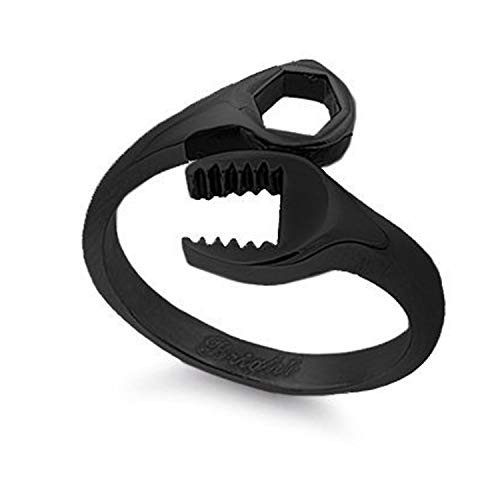 JewelryVolt Stainless Steel Ring Wrench Mechanic Wrench Tool Polished Black IP Casting -Black A 7-