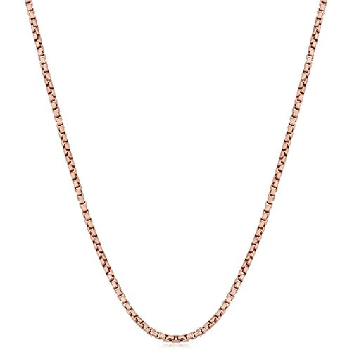 Kooljewelry Rose Gold Plated Sterling Silver 1 mm Round Box Chain Necklace -16 inch-